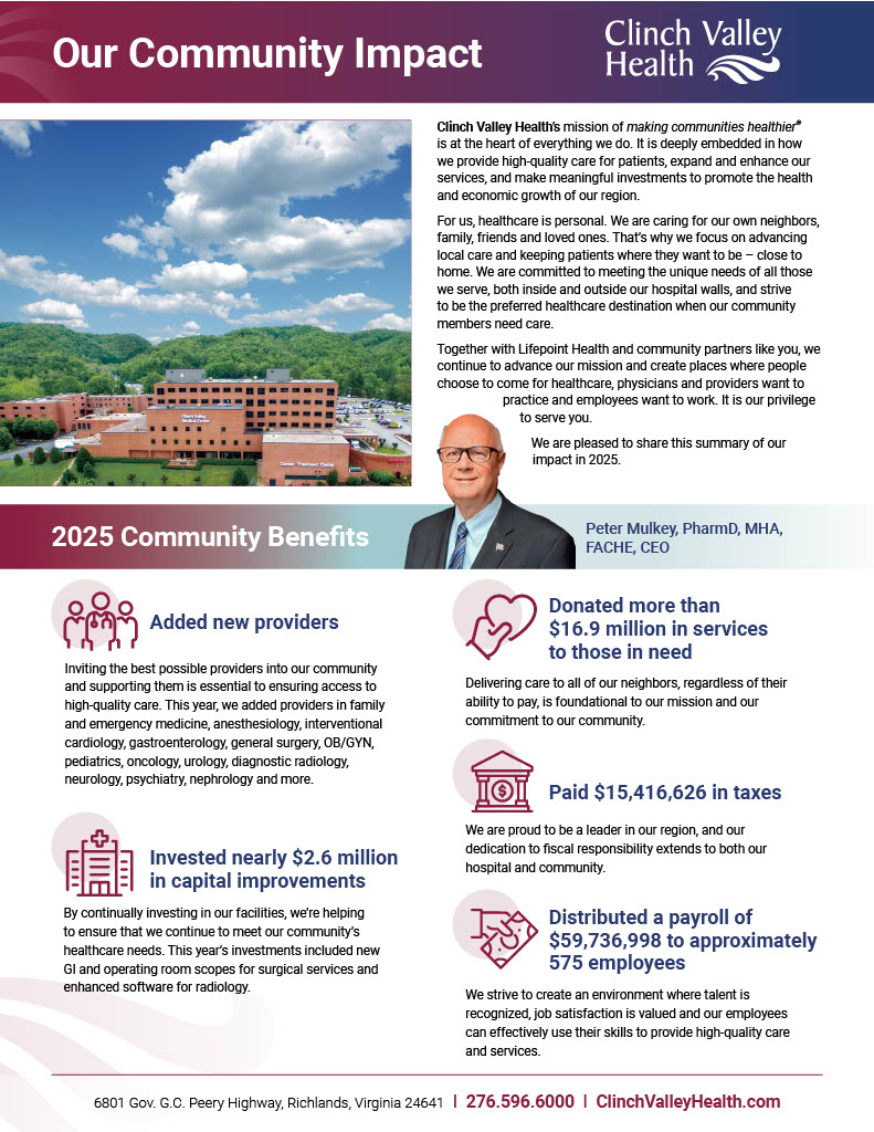 Clinch Valley Health Publishes 2025 Community Benefit Report
